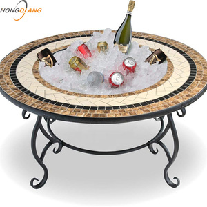 Outdoor Mozaïek Tegel Tafel Vuur Pits Barbecue Bbq Tafel Buiten Achtertuin Tuin Buitenverwarming Staal En Mozaïek Tegel - Product Image 2