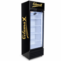 Réfrigérateur vertical de présentation avec système de refroidissement hybride, porte vitrée simple, plage de température 2-8°C pour magasin