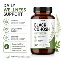 Capsules d'extrait de cohosh noir, complément alimentaire à base de plantes pour le bien-être féminin, l'équilibre quotidien et la marque privée