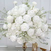 Boule de fleurs artificielles pour centre de table de mariage, roses, pivoines, grande boule de fleurs blanche pour décoration de mariage
