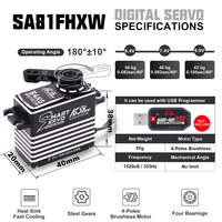 AGFRC Servo numérique 0.082Sec étanche IP67 engrenages en acier 4-Pole 54kg-cm Brushless RC Servo pour 1/8 RC Cars