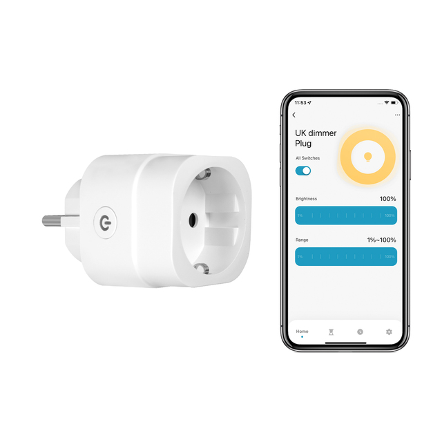 Tuya Smart Home WiFi Smart Power Socket Plug EU Standard Brightness Adjust Timer Dimmer Plug App Voice Control