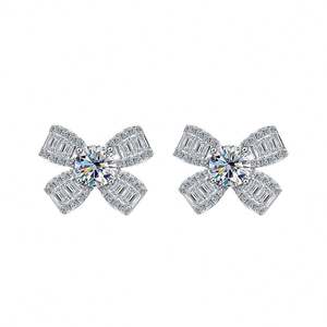 Full Diamond Bow <b>Stud</b> Moissanite Earrings - Product Image 1