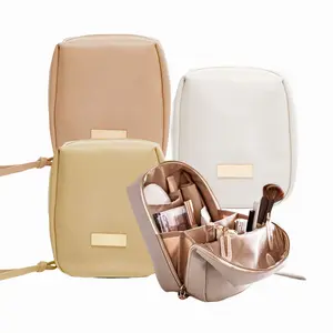 Kare şekli kozmetik düzenleyici çanta PU deri fermuar makyaj kutusu kasa özel kadınlar seyahat makyaj saklama torbaları