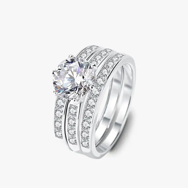 고품질 고급 보석 925 스털링 실버 디자인 웨딩 0.5Ct 1Ct 모이사나이트 다이아몬드 약혼 반지 여성