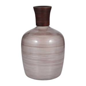 Vaso in Vetro con Coperchio in Legno, Vaso per Fiori Contemporaneo da Tavolo, Decorazione Moderna per la Casa - Product Image 1