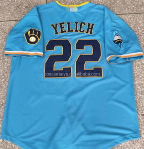 Camiseta Cosida de los Equipos de Béisbol Estadounidenses de la Nueva Temporada 2025/26 para Hombre # 22 Yelich # Uniforme de Béisbol de los <span class=keywords><strong>Milwaukee</strong></span> Brewers Número 11 de Chourio - Product Image 2