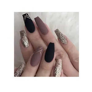 Senboma Móng Tay Giả Stiletto Làm Móng Tay Giả Nghệ Thuật Lấp Lánh Móng Tay Giả Salon Quan Tài Ấn Đặt Làm Nhiều Màu