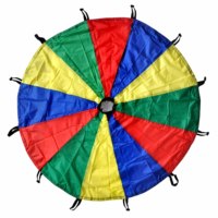 Paracaídas volador para niños al aire libre, 30 pies, paracaídas arcoíris con 8 asas para juego de Actividades de Construcción de equipos
