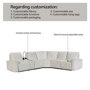 Custom U Shape Sectional Extendable Luxury Electric <strong>Smart</strong> Fabric Recliner Couch Beige Reclining Chair Sofa Living Room <strong>Furniture</strong> - Product Image 5