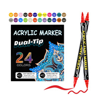 Marqueurs de peinture acrylique à double tête Bonvada, ensemble de stylos d'art en plastique PP, 12/24/36/48 couleurs, pour l'école et le bureau