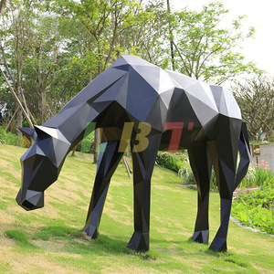 Libit Fiberglass Sculpture <b>Block</b> Horse Geometric Outdoor Garden Animal Ornament Floor <b>Mount</b> Single Piece - Product Image 4