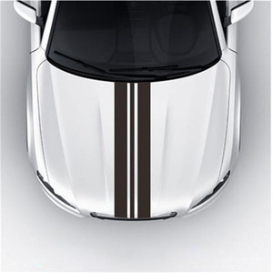 Autocollants sportifs pour capot de <span class=keywords><strong>voiture</strong></span>, bandes décoratives en vinyle, lignes de course, autocollants imperméables pour capot moteur, garniture de style pour extérieur automobile - Product Image 2