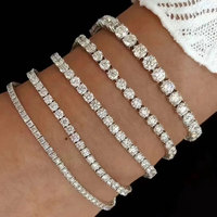 RINNTIN MON01 Prix d'Usine en Gros Collier Chaîne Tennis en Argent Sterling 925 Iced Out Moissanite VVS 2mm 3mm 4mm 5mm