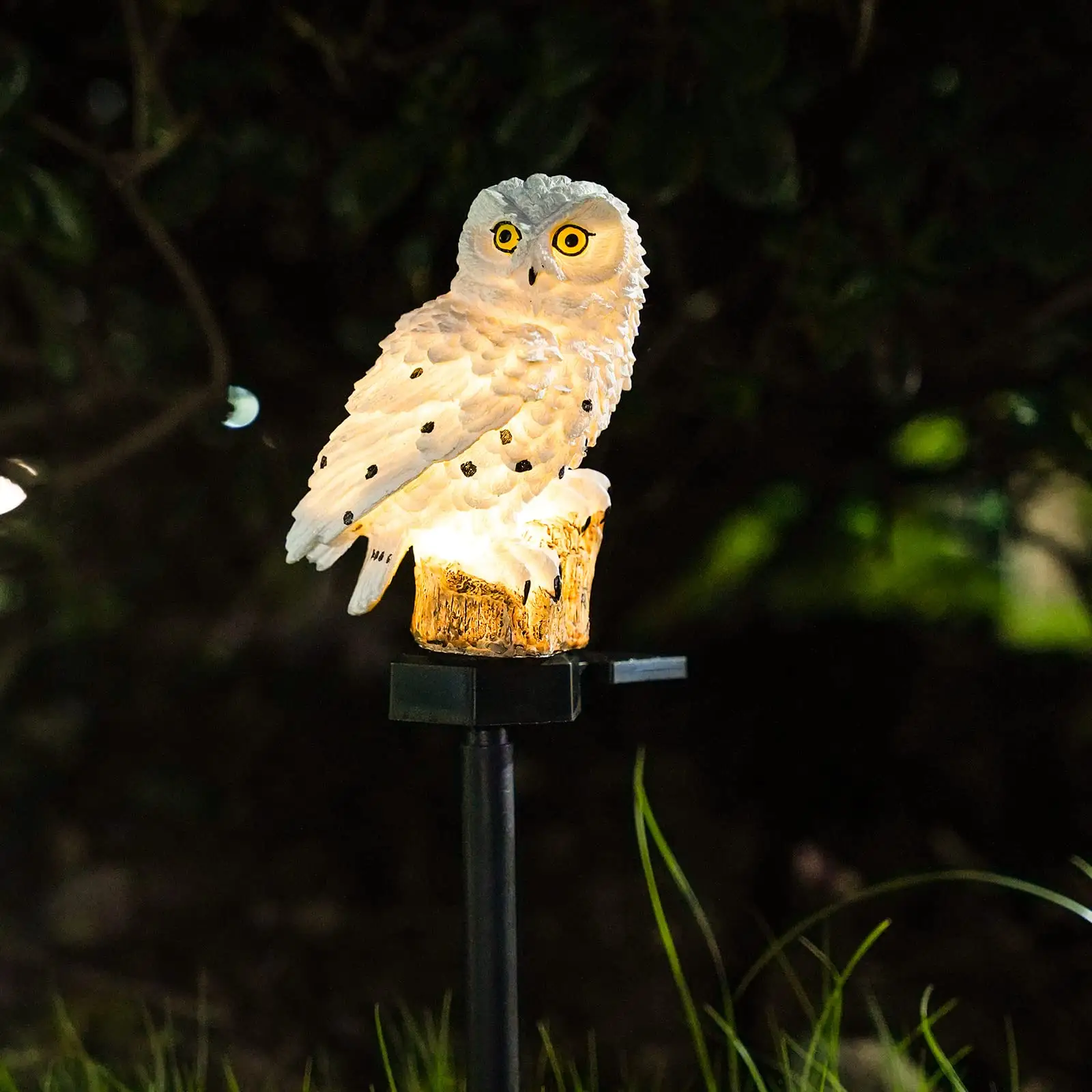 Lampu Taman dekorasi luar ruangan, lampu LED tenaga surya burung hantu Resin dengan tonggak, lampu tahan air hewan untuk pagar bunga rumput