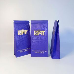 Sacs à collation en papier kraft personnalisés avec logo, doublure anti-graisse et fermeture à lien métallique pour pop-corn, lait et restauration rapide lors d'événements cinématographiques - Product Image 5