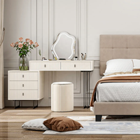 NOVA Blanc Moderne Chambre Maquillage Coiffeuse Avec Nuage Led Lumière Miroir Commode En Bois Bureau Avec Tiroirs De Rangement