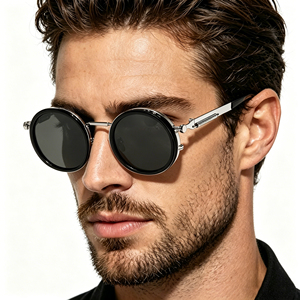 <span class=keywords><strong>Gafas</strong></span> <span class=keywords><strong>de</strong></span> <span class=keywords><strong>Sol</strong></span> <span class=keywords><strong>Redondas</strong></span> <span class=keywords><strong>de</strong></span> Diseño Retro con Logotipo Personalizado, Patillas Metálicas, Ajustables Giratorias, <span class=keywords><strong>Polarizadas</strong></span> UV400, para Conducir - Product Image 2