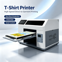 Imprimante DTG A3 avec fonction de lecture de codes QR pour l'impression, machine d'impression de vêtements facile à utiliser avec conception H5 en ligne DIY pour petites entreprises