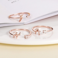G265 personnalisé 18K plaqué or Zircon lettre Alphabet A-Z 26 bague initiale