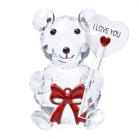 Ours en verre artisanal « Je t'aime » – Cadeau de Saint-Valentin fabriqué en Chine