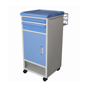 Medical Bedside Cabinet Steel Plastic L450xW420xH900mm Hospital Use Off White Light Blue <b>Flat</b> Panel Door - Product Image 1