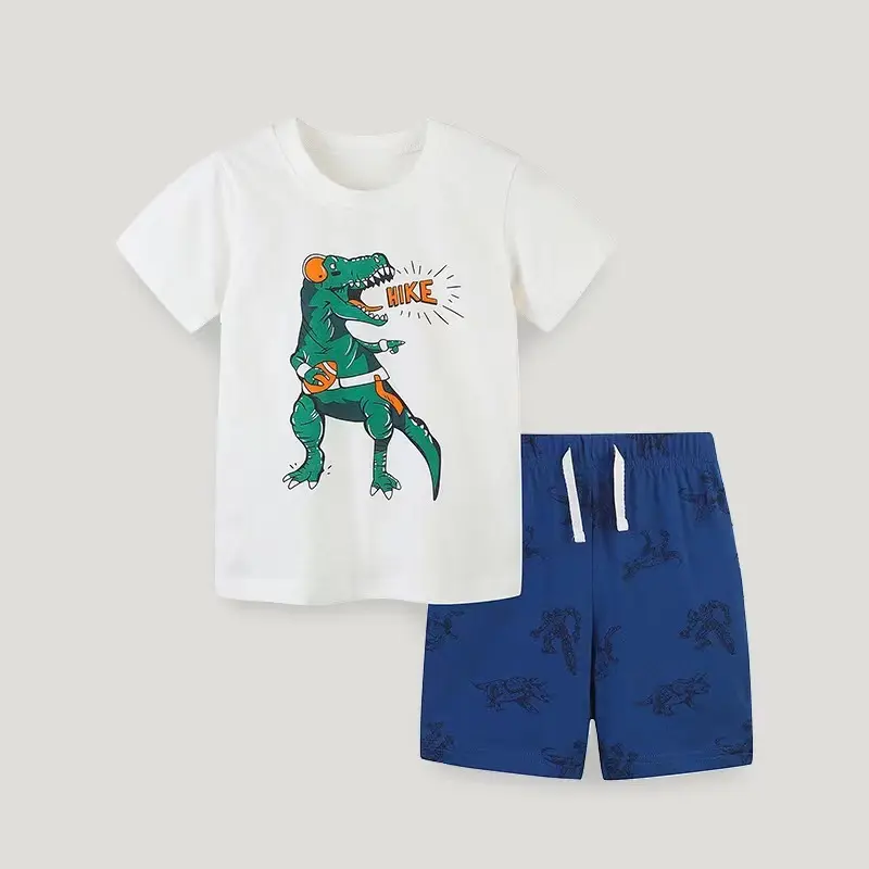 Summer baby boys clothing sets dinosaur t shirt and blank short child clothes sets kids clothing sets for girls children