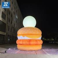 Modèle géant gonflable personnalisé de hamburger et de lune pour la décoration publicitaire extérieure du Festival de la Mi-Automne