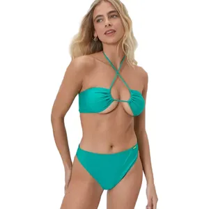 2022 nouveau concepteur couleur unie recycler Crossvoer avant Bikini licou cou femmes maillots de bain et vêtements de plage