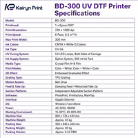 Impresora UV DTF BD3-300 de 300 mm con 1 Cabezal DX7, Tinta UV CMYKW para Impresión de Etiquetas de Cristal, Adhesivos, Vidrio, Metal, Azulejos y Calcomanías