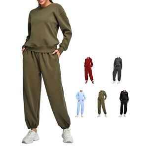 Femmes automne hiver sport sweat ensemble ample décontracté vêtements de Fitness avec fermeture à la taille élastique doux Modal <span class=keywords><strong>Yoga</strong></span> haut pour la course - Product Image 3