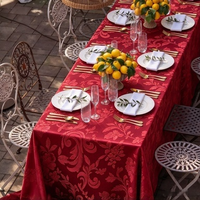 Tissu jacquard à motif damassé en gros, plusieurs couleurs disponibles pour la nappe de table de mariage et la décoration de banquet