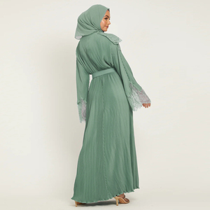 Lanna EID - Nouvelle Abaya Plissée en Organza à Dentelle Florale et Strass, Couleur Unie, Modeste, Style Dubaï, pour Femme Musulmane, Vêtement Islamique - Product Image 2
