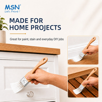 MSN-PB-007 Pinceaux à vernis en bois courbé personnalisés à poils synthétiques ondulés haute densité, manche ergonomique, impression de logo personnalisée