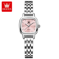 Montre à quartz OLVES 5675 de luxe pour femme, cadran carré vert, étanche, pour le bureau et les soirées