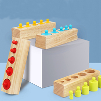 Jouets Montessori, jouets sensoriels, cylindre à boutons en bois, jouet à enfiler