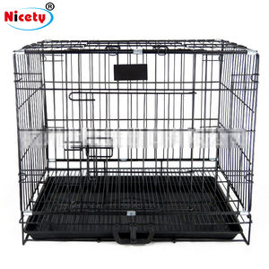 Di alta qualità di ferro di grandi dimensioni in metallo gabbia per cani con vassoio di plastica resistente e forte canile uso esterno nero ad alta resistenza di colore nero - Product Image 2