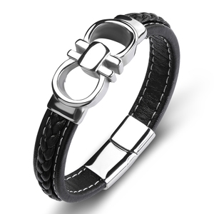 <span class=keywords><strong>Bracciali</strong></span> in Pelle da <span class=keywords><strong>Uomo</strong></span> con Logo Personalizzato, Stile Punk, Incisione Unica e Chiusura Magnetica - Product Image 2