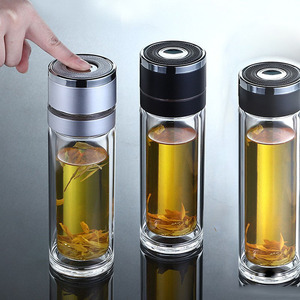 Tùy Chỉnh Một Cảm Ứng Nắp Nhanh Chóng Mở Cao Borosilicate Trà Infuser Cốc Thủy Tinh Thể Thao Thủy Tinh Cầm Tay Uống Chai Nước Với Bộ Lọc - Product Image 1