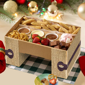 Contenedor personalizado de bandeja Kraft con compartimento para taza de salsa para Sushi <span class=keywords><strong>Delicatessen</strong></span> Catering Churros postre pastoreo tapa almacenada - Product Image 2