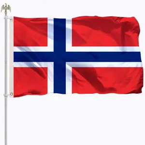 Flagnshow 90x150cm防水ポリエステルスクリーン印刷ノルウェー国旗