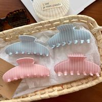 Jepit Rambut Model Hiu Bergaris Pink Biru Bahan Asetat untuk Wanita, Hadiah Buatan Tangan 10cm