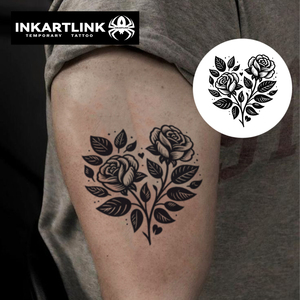 INKARTLINK Autocollant de <span class=keywords><strong>tatouage</strong></span> semi-permanent Cœur Rose Jumelle, motif floral vintage et botanique, tenue 15 jours, pour bras et épaule, vente en gros - Product Image 3