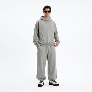Conjunto de Sudadera con Capucha Extra Grande Personalizada para Hombre, 100% Algodón, Felpa, Pantalones Deportivos, Ropa Deportiva de Invierno - Product Image 4