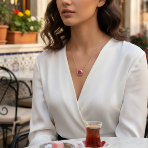 Collar con colgante de estrella de piedra de Rubí, joyería de moda turca de Plata de Ley 925 - Product Image 3