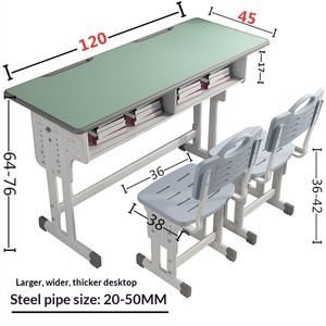 Ensemble de chaises de bureau doubles en métal pour les élèves du primaire et du secondaire, pour une utilisation en classe et en cours de soutien scolaire - Product Image 4