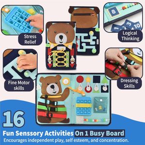 Materiale Eco - Friendly riutilizzabile in feltro attività sensoriale bordo per bambini regali di compleanno libri tranquilli per l'apprendimento delle capacità motorie - Product Image 3
