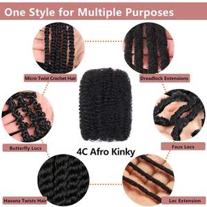 Cheveux humains 100% purs Afro Kinky en vrac pour les tresses, les micro-locs, extensions de cheveux humains - Product Image 3