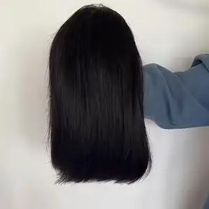 natural black short bob remy 100% human hair brazilian Pre Plucked transparent hd lace frontal wig for black women