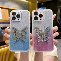 Étui de luxe en TPU effet papier brillant Africa Transsion pour Itel A50C/P65 4G/A80/A50/P55 4G/A70 Chrome avec support et motifs papillon